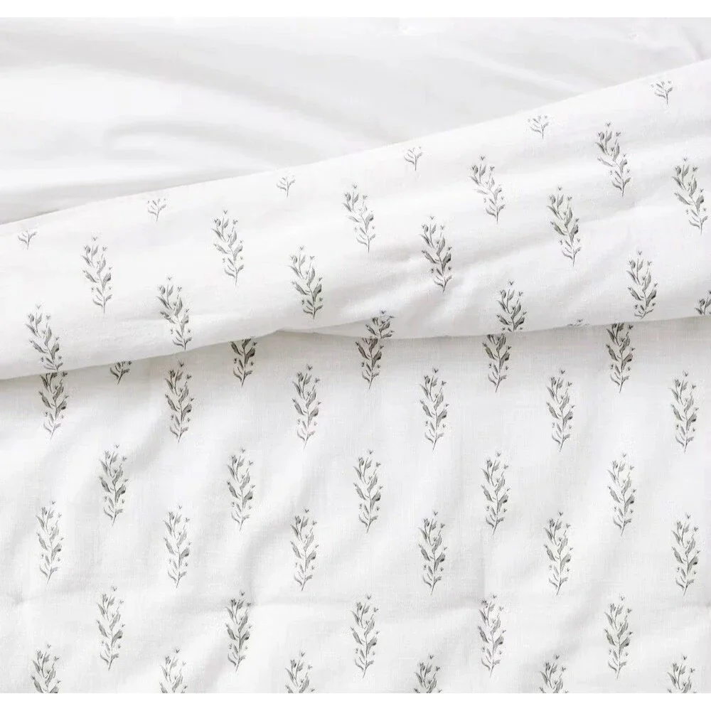 Queen Lofty Cotton Slub Wood Block Floral Quilt WhiteThreshold Studio McGee